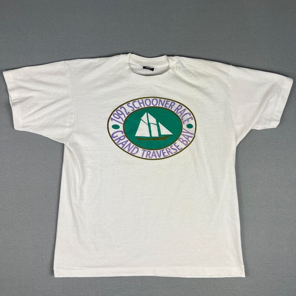 VTG 1992 Schooner Race T Shirt Fits Large Grand Traverse Bay Michigan 1990s USA‎